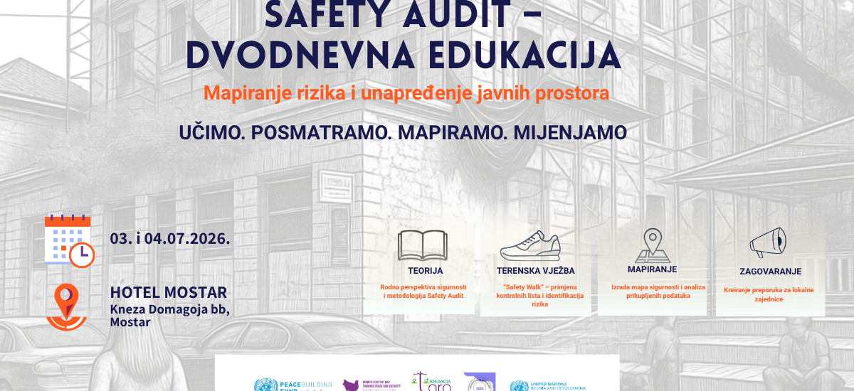 Najava dvodnevne edukacije „Safety Audit“ u Mostaru: jačanje sigurnosti žena u javnom prostoru